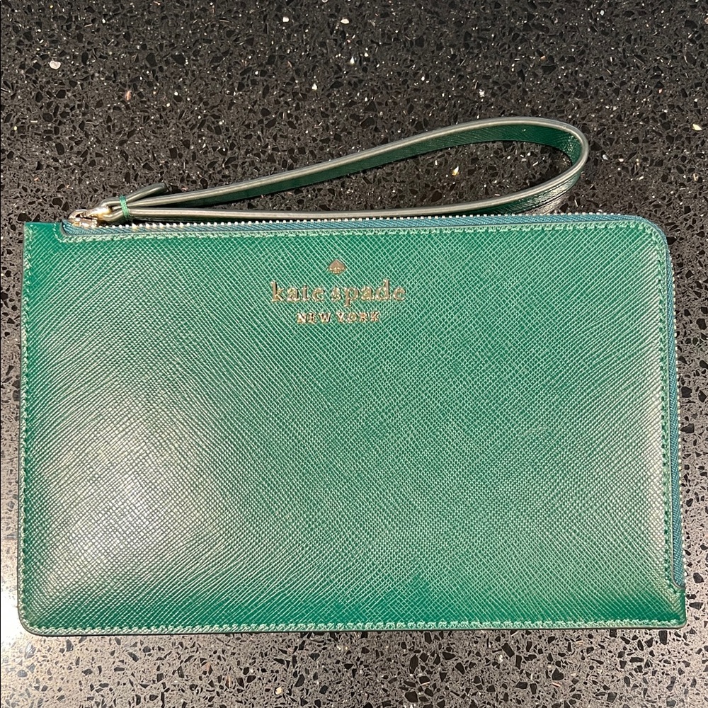 kate spade Staci Emerald Green/Jade Saffiano Leather Wristlet